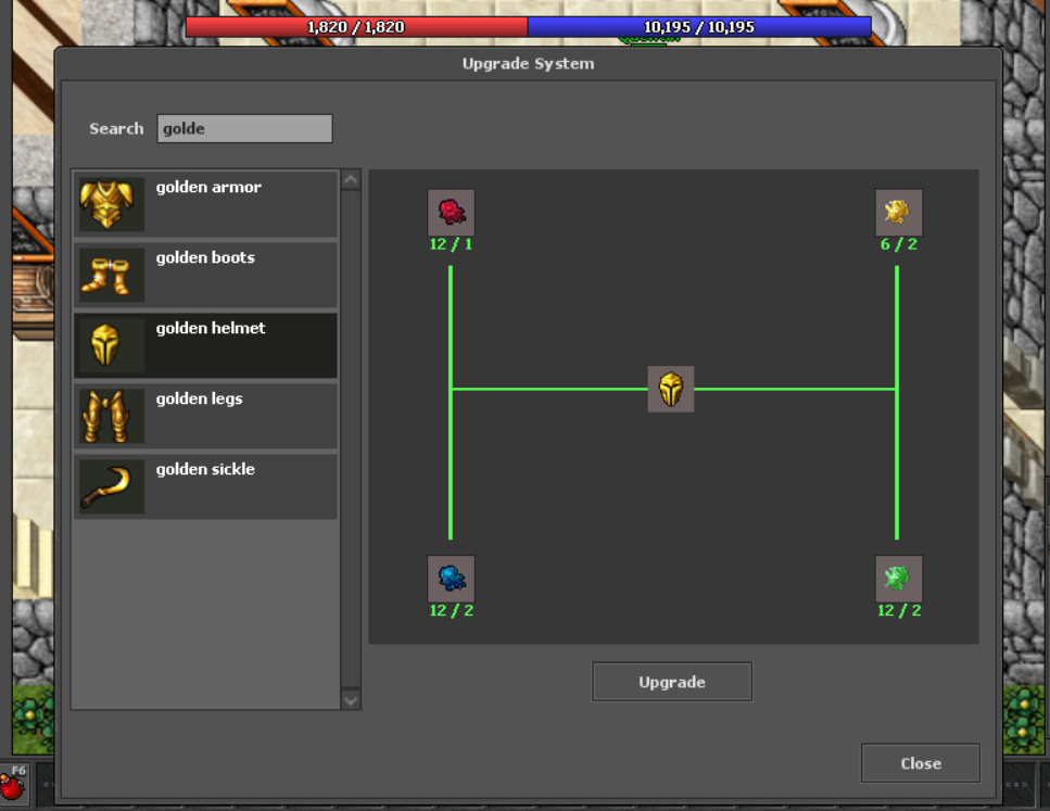 Interfaz de Crafting